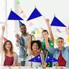 WEITBF 12Pcs 8×12 Inch Solid Blue Pennant Flags Small Blank Sublimation DIY Triangle Flags on Stick Mini Handheld Solid Color Graffiti Flag ﻿