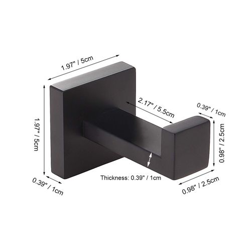 Toprema Towel Robe Hook Clothes Coat Single Hanger Holder Stainless Steel Matte Black Bathroom Lavatory Kitchen Cabinet Closet Hardware Wall Mounted 1 Pack