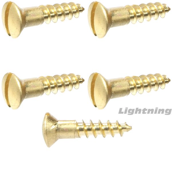 #12 x 1-3/4" Solid Brass Wood Screws Oval Head Slotted Drive Quantity 100