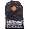Womens Canvas Patterned Multi Pack Backack Rucksack 3 Piece Travel Set - Black