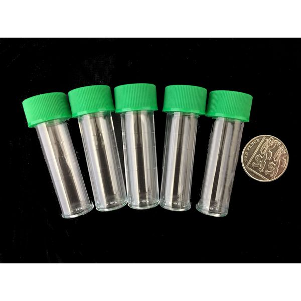 5ml Plastic Test Tubes vials Sample containers Powder Craft with Green Screw caps (100)