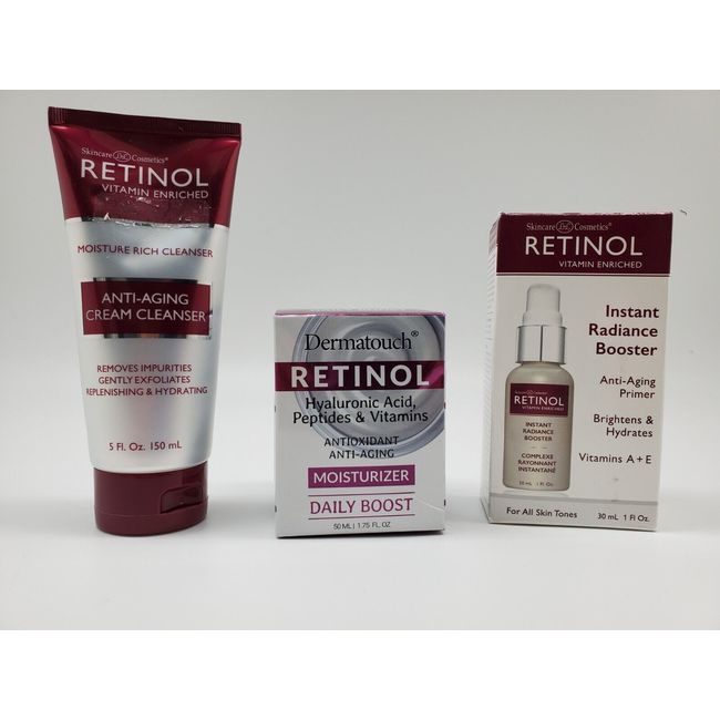 RETINOL 3 Piece Set Moisturizing Cream + Cream Cleanser + Radiance Primer