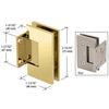 Polished Brass Junior Geneva 074 Series Wall Mount Short Back Plate Hinge