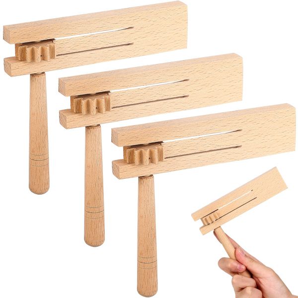 Toddmomy Wooden Ratchet Noise Maker, 3Pcs Wooden Rattle Ratchet Mexicanas Noise Ratchet Wooden Ratchet for Sporting Events Parties Celebrations