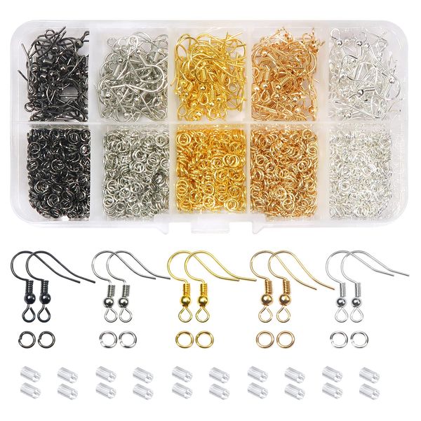 TOAOB Earring Hooks 1350pcs Jewellery Making Accessories Kit Mixed Colors 18mm Earring Making Kit Ear Wires French Wire Hooks and Jump Rings for Earring Making and Repair