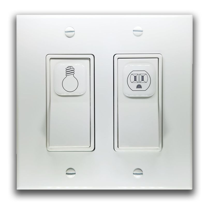 Visual Light Switch Sticker Labels - Bedroom & Bathroom Theme, White ...
