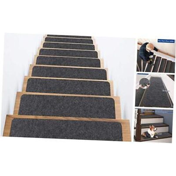 Non-Slip Stair Treads Carpet, Set of 15 Self Adhesive Stair Treads Dark Gray