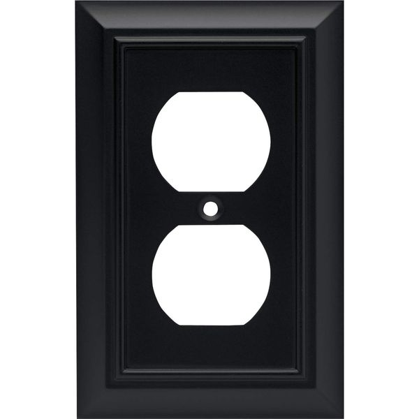 Architectural Single Duplex Outlet Wall Plate / Switch Plate / Cover, Flat Black, Packaging May Vary