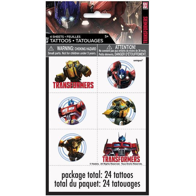 Unique Transformers Temporary Tattoos - Assorted Designs, 24 Pcs