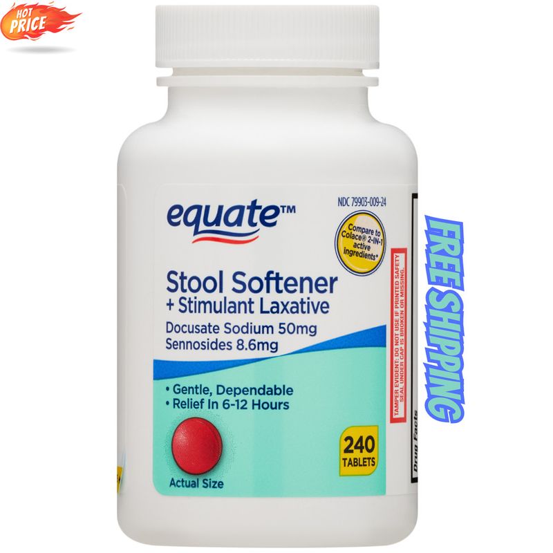 Equate Stool Softener Plus Stimulant Laxative Tablets for Constipation ...