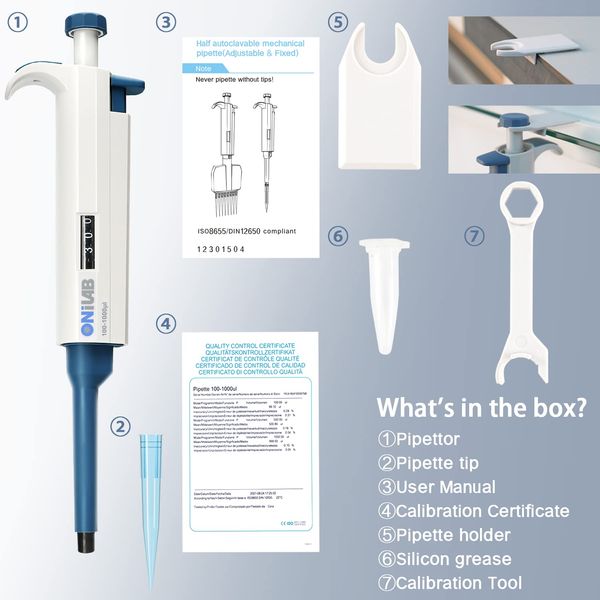 ONiLAB Micro Pipette Variable Pipette Adjustable Capacity Pipette Variable Dispensing Trace Liquid Dispensing Weighing (2-10ml)