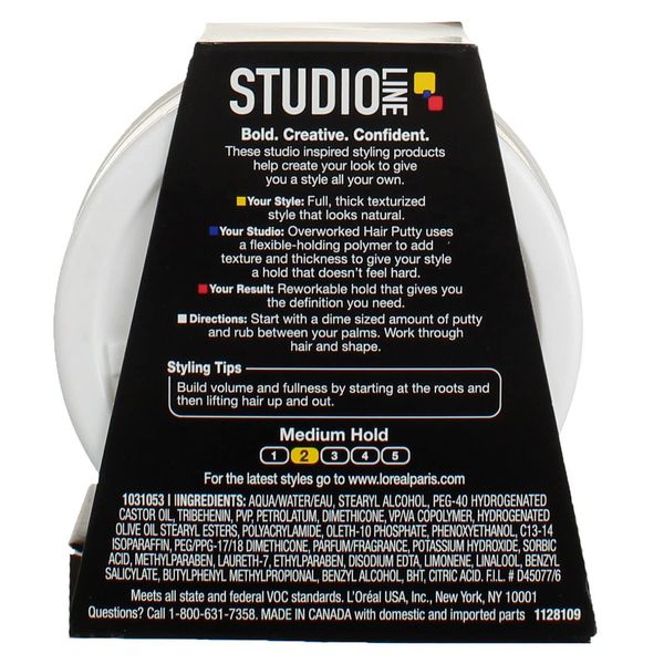 L'Oreal Paris Studio Line Overworked Hair Putty, 1.7 Ounce (Pack of 5)