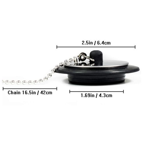 YUNYU 2 Pcs Universal bath plug, Bathroom Sink Plug Replacement, Drain Stopper for Bathroom Kitchen, Kitchen Sink Plug with Stainless Steel chain (Size 1.65in To 1.77in, Chain 16.5in)