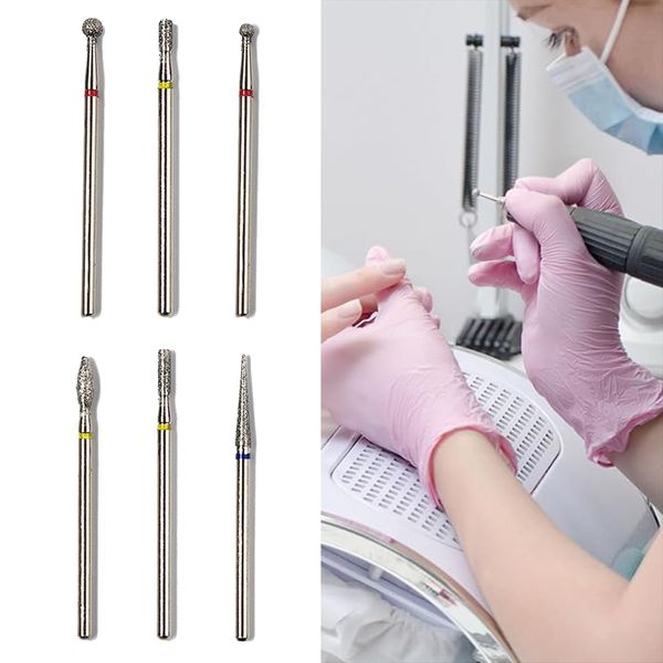 6 Pcs Nail Drill Bits Set, Cuticle Drill Bit 3/32 Diamond Carbide Cuticle Remover Drill Bits for Nails, Professional Cuticle Clean Nail Drill Bit, Safety Remove Cuticle Dead Skin Cleaner Tool