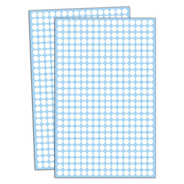 6000 Pack - 8mm Coloured Dot Stickers Sticky Labels - White