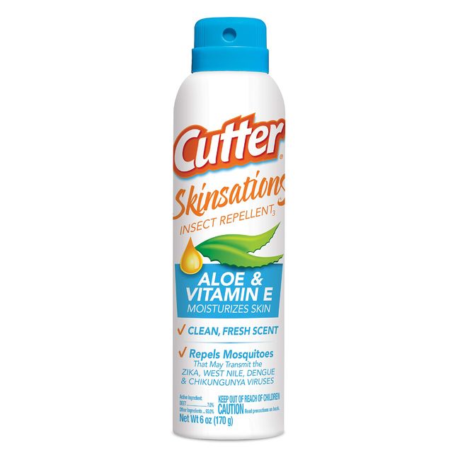 Cutter Skinsations Insect Repellent (6 Pack), Repels Mosquitos, Ticks, Gnats, Fleas, 7% DEET, 6 fl Ounce (Aerosol Spray)