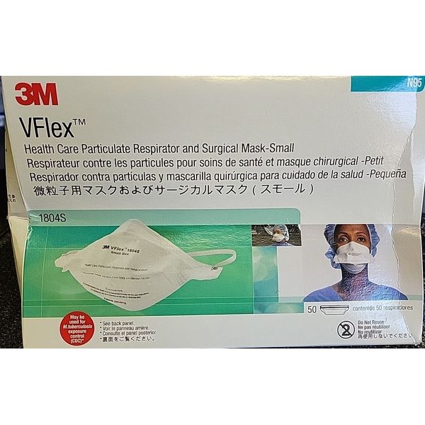 3M VFlex 1804S Health Care Particulate Respiratory and Surgical Masks, Small,NEW