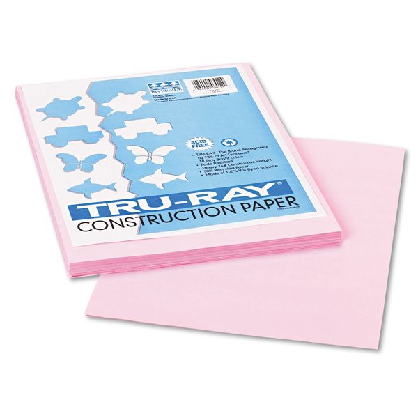 Pacon 103012 Tru-Ray Construction Paper, 76 lbs., 9 x 12, Pink, 50 Sheets/Pack