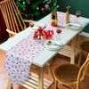 Red Xmas Tree Table Runner - White Table Runner for Christmas Dinner Party - Centrepiece & Decoration