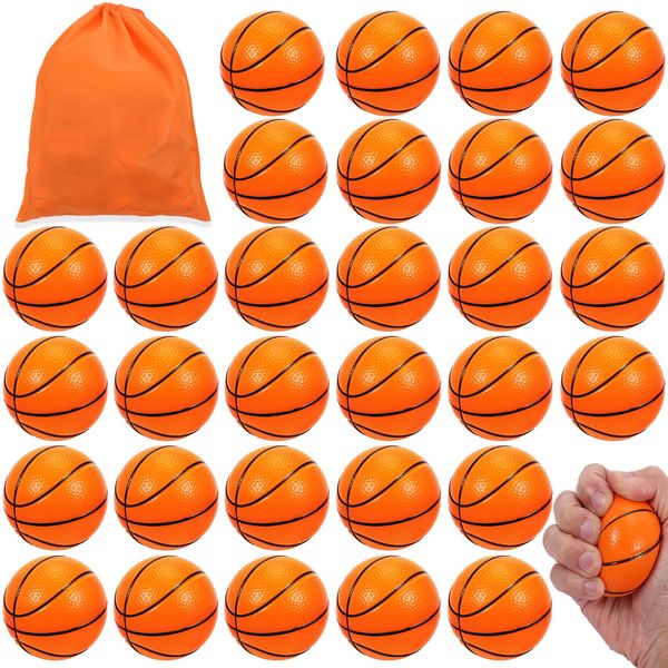 Cynquma 30 PCS Mini Basketball Stress Balls,2.5 Inch Mini Basketballs for Kids,Mini Basketball Party Favors,Mini Foam Sports Balls,Small Basketball Squeeze Balls for Party Favors Stress Relief Sports