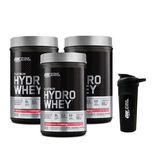 [+Shaker] Optimum Nutrition Platinum Hydro Whey 800g Strawberry 3 Packs / Hydrolyzed Whey Protein Isolate