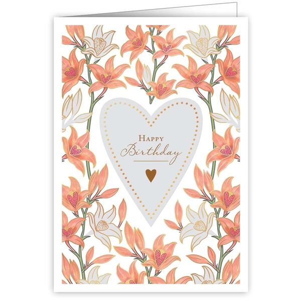 Quire Mac Classic Card Birthday Flowers Heart Shaped,115 x 163mm