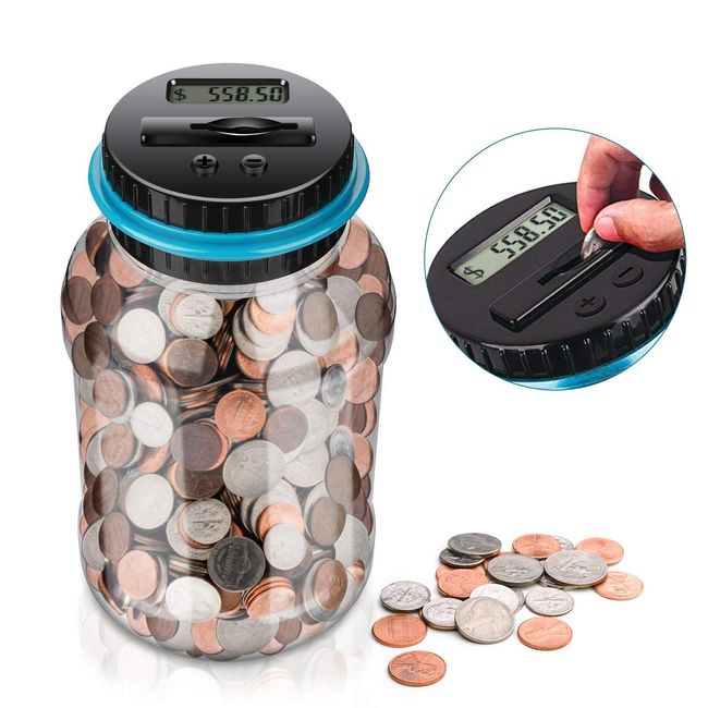 Digital Coin Bank,Amago Piggy Bank,Big Piggy Bank Digital Counting Coin Bank for Kids Adults Boys Girls as Gifts,Powered by 2AAA Battery,Not Included