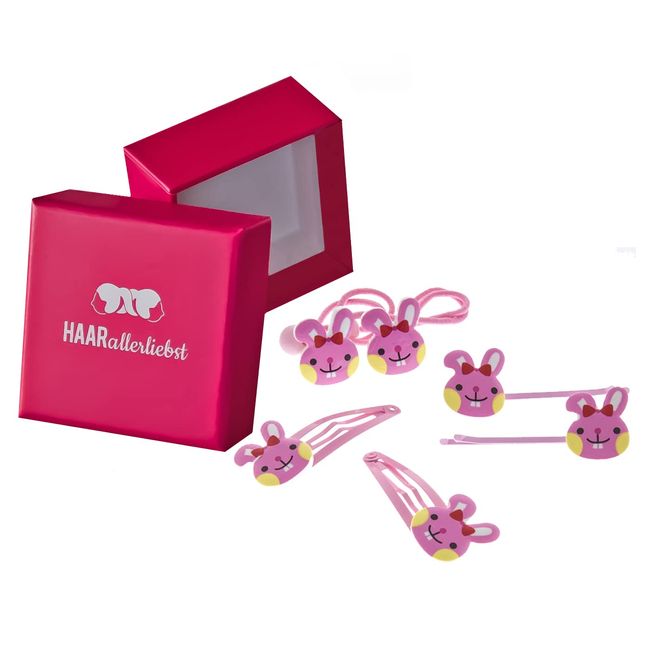 Çocuklar için Haaraccessoirces saç süsü set tavşan pembe Box von Haarallerliebst