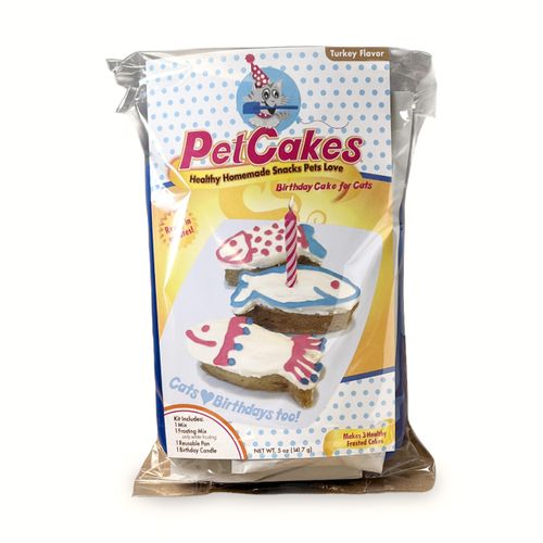 PetCakes Cat Birthday Cake Kit - All Natural Treats - Kitten & Cats Turkey Flavor Cat Food - 5.5 Oz