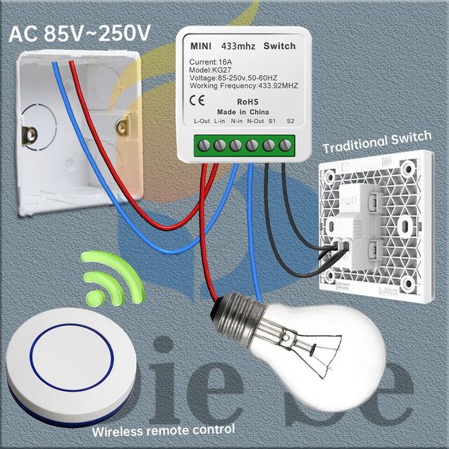 Diese 433Mhz RF Wireless Remote Control Switch ON\OFF AC85V