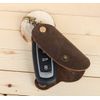 Snap Closure Leather Car Door Multifunction Multifunction Key Case brown Size: S