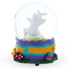 Bunnies Decorating Easter Eggs Musical Water Snow Globe