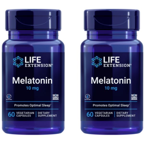 Lot of 2 Life Extension Melatonin 10mg Restful Sleep Immune Health 60 Veg Caps