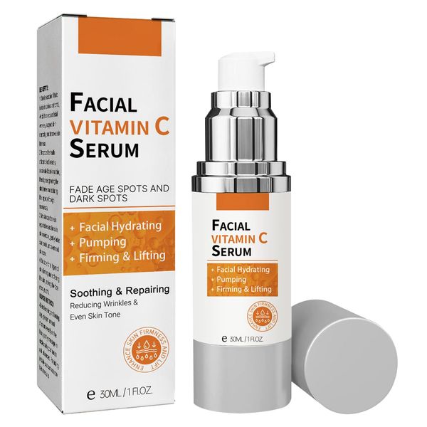 Vitamin C Serum mit Hyaluronsäure,30 ml,Vitamin C Serum Gesicht,Feuchtigkeit Gesichtsserum,Gegen Dunkle Flecken,Gegen Falten,Anti Aging Pflege Repair Serum