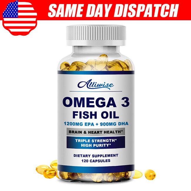 120p Omega 3 Fish Oil Capsules 3x Strength 1200mg EPA& 900mg DHA Highest Potency