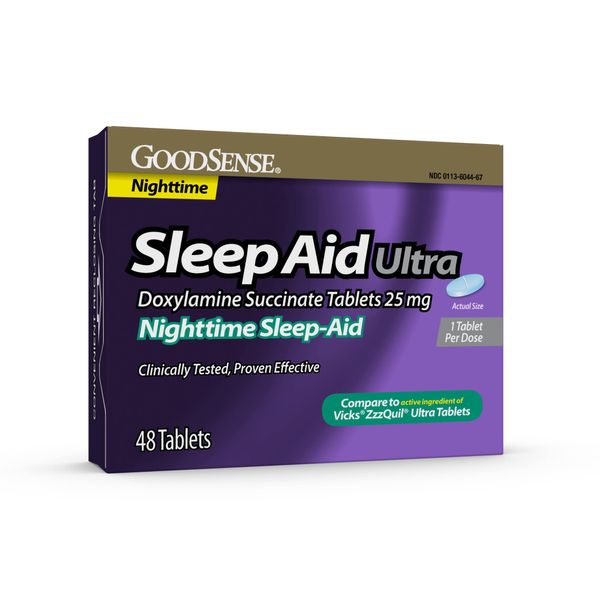 GoodSense Nighttime Sleep-Aid Ultra Tablets, Doxylamine Succinate 25 mg, 48 Count