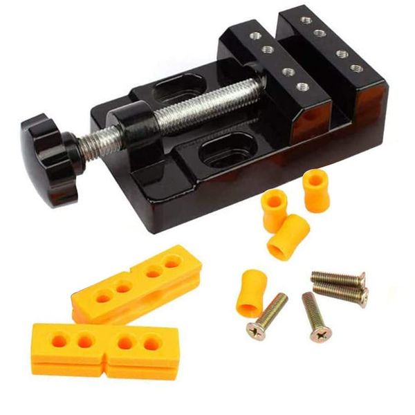 Mini Bench Clamp Flat Table Vice Adjustable Drill Press Vice for DIY Jewelry Walnut Nuclear Drilling Carving Watch Repair Tool