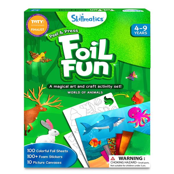 Skillmatics Art & Craft Activity - Foil Fun Animals, No Mess Art for Kids, Craft Kits & Supplies, DIY Creative Activity, Christmas Gifts for Boys & Girls Ages 4, 5, 6, 7, 8, 9, Travel Toys