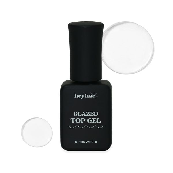 heyhae Glazed Top Gel for Semi-Cured Gel Nail Strip | Non Wipe High Gloss Gel Top Coat (0.23 fl.oz)
