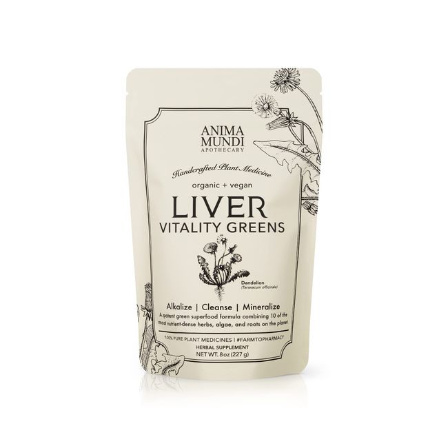 Anima Mundi Liver Vitality Daily Detox Powder - Green Superfood Supplement for Detox Cleanse & Liver Gallbladder Support - Chlorella, Spirulina, Turmeric & Chanca Piedra Detox Drink Powder (8oz)