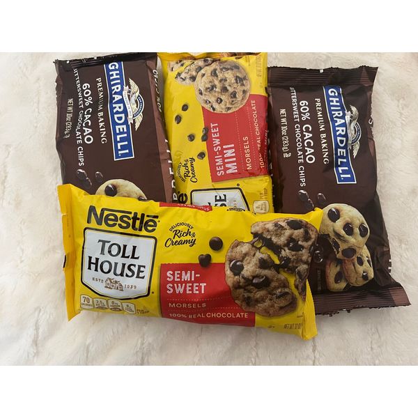 2 Nestle & 2 Ghirardelli  Semi-Bittersweet & Bittersweet Baking Chips Exp 2024