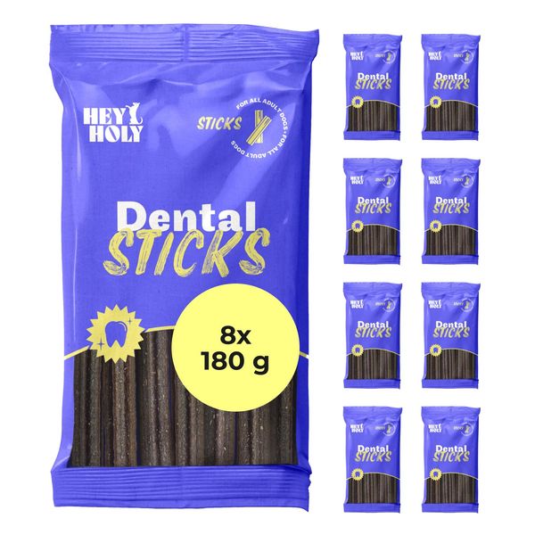 HEY HOLY Dental Sticks für Hunde | 8x180g Hundeleckerli zur täglichen Zahnpflege | Schutz für Zähne & Zahnfleisch | 100% natürliche, getreidefreie Inhaltsstoffe