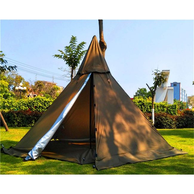 Portable Waterproof Camping Pentagonal Teepee Tent Outdoor Camping Pyramid Tipi Tent with Stove Hole