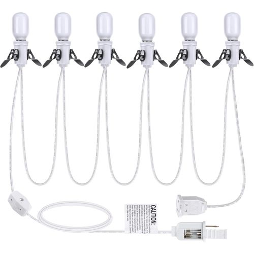 Meonum 1 Pack Accessory Cord with 6 LED T20 Bulbs, Indoor Blow Mold Light White with Switch, E12 Christmas Village House Light with Fuse, Snow Village Light Replacement Cord for Holiday Decor