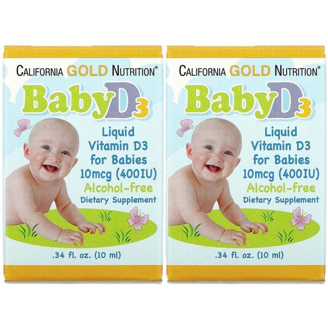 California Gold Nutrition, (2 Pack) Baby Vitamin D3 Drops, 400 IU. 34 fl oz (10