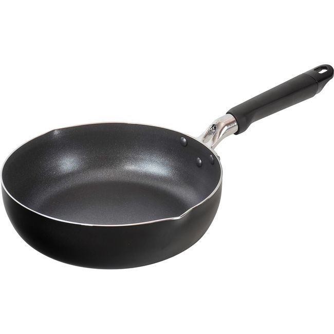 Wahei Freiz RB-2986 Non-Stick Smooth Deep Pan, 9.4 inches (24 cm), Fluorine Resin Treatment, PFOA Free, IH Gas Daily Diamond