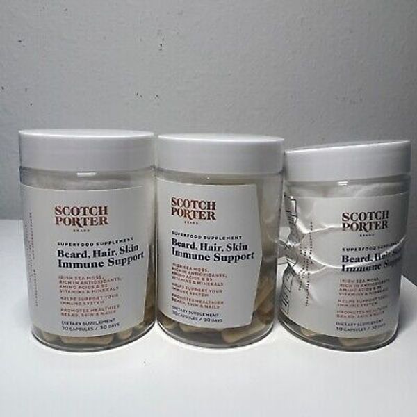 2Pack 90Cap Scotch Porter Beard Hair Skin Supplement Irish Sea Moss Amino Acids