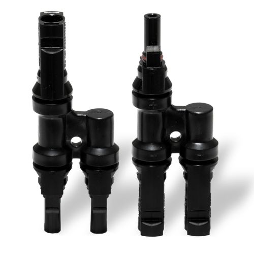 Solar Super Sonic 2 Pcs Solar T-Connectors IP67 Waterproof Solar Panel Cable Connectors | Solar String Splitter/Joiner - (1-2 (M/FF and F/MM)- 1 Pair)