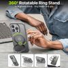 QTlier case for iPhone 14promax, 360 Rotatable Ring Stand, Raised Camera Frame, Shockproof with MagSafe Grey
