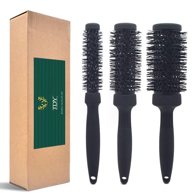 JDY Round Brush Set for Blow Drying Curling, Professional Ceramic Ion Thermal Barrel Brush, 3 Different-Sized